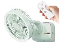Desk Circulator Fan with Remote Control, Wall-Mounted Quiet Cooling Fan, 5 Wind Speeds and 2-Speed Lighting, Batteria ricaricabile per Bedroom, Bedside, 9,84 x 7,09 x 4,13 pollici