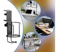 Desk Cup Holder, Clip-on Adjustable Cup Stand, Non-Slip Clamp Mount Drink for Coffee Mug, Water Bottle, Beverage Can, Desktop Storage Organizer Office, School, Dorm, Home, Classroom, Workstation