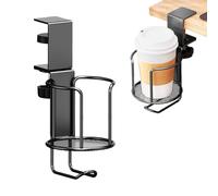 Desk Cup Holder, Clip on Stand, 4.61x3.74in Non Slip Water Bottle, Adjustable Secure Grip, Portable Authentic Design for School, Work, Classroom, Dorm, Office, Coffee, Mug, Storage Use