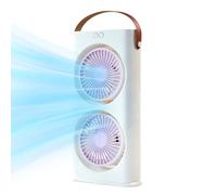 Desk Fan, 3 Speed Double Head Desktop Air Cooler, 6.1x2.17x12.2 Inches 1200mAh Battery Operated Electric Table Fan, Portable Cooling Supply for Dorm, School, Camping, Beach, Hot Weather Picnic
