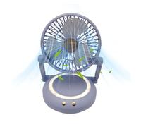 Desk Fan - Foldable Oscillating Cooler With LED Lights, Personal Cooling Small Portable Fan | Quiet Battery Operated Cool Gadgets For Apartment Camping Outdoor Desktop Accessories