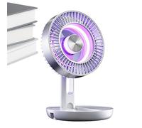 Desk Fan For Office - 5 Speed | Quiet Small Table Fan LED Light Compact Travel Cooling Device | Portable Folding Magnetic USB Rechargeable For Bedroom Car Work Sleeping Use Bedside Cruise Camping