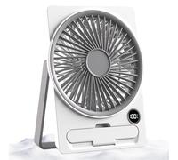 Desk Fan, USB Charging Cooling Appliance, Slim Card-Style Portable Fan, Six-Speed Wind Control LCD Display, Compact Rechargeable Airflow Device, for Bedroom Dorm Study Beach, 14.5x4x18cm Multicolor