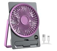 Desk Fan, USB Charging Cooling Appliance, Slim Card-Style Portable Fan, Six-Speed Wind Control LCD Display, Compact Rechargeable Airflow Device, for Bedroom Dorm Study Beach, 14.5x4x18cm Multicolor