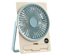 Desk Fan, Usb Charging Cooling Device, Slim Card Design Appliance, Six-Speed Airflow Gadget with Lcd Display, for Bedroom Dorm Room and Beach Camping Use, 5.71x1.57x7.09 Inches