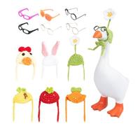Desk Geese Outfits - Clothes For Desk | 6 Pieces Geese Statue Knitting Hats With Sunglasses, Figurine Hat, 7 Inch Statue Outfit For Mantel Bedroom Living Room Centerpiece Shelf