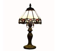 Desk Lamp American Creative Stained Glass Shade Reading Table Beside Lamp with Antique Aluminum Base for Study Hotel,E27