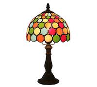Desk Lamp Bedside Lamp, Table Beside Lamp,8 inch Stained Glass Multi-Colored Lamp Shade,Antique Zinc Base,Reading Lamp for Living Room Bedroom,Colorful
