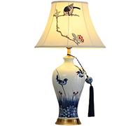Desk lamp Chinese Table Lamp Classical Living Room Study Decorative Vase Ceramic American Master Bedroom Bedside Lamp (Color : A Size : 65x40cm)