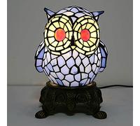 Desk Lamp Table Lamp Stained Glass Lampshade 9-inch 's Blue Owl Desk Lamp for Bedroom Living Room Dining Room Office