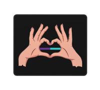 Desk Mat Bandiera A Forma di Cuore con Sottile Linea Viola-Verde Acqua Bordi Cuciti Mouse Mat Portatile Mouse Pad per Ufficio Gaming Mac 25X30Cm