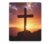 Desk Mat Croce del Tramonto sulla Cima della Montagna Bordi Cuciti Tappetino Scrivania Portatile Mouse Mat per Computer Pc Ufficio 25X30Cm