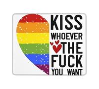 Desk Mat LGBT Pride Arcobaleno Gay Cuore Bacio Chi Cazzo Vuoi Scorrimento Facile Mouse Mat Portatile Tappetino Scrivania per Laptop Computer Portatile Gaming 25X30Cm