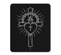 Desk Mat Sacro Cuore con Croce Confortevole Mouse Pad Portatile Tappetino Scrivania per Computer Pc Ufficio 25X30Cm