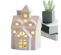 Desk Ornament - Ceramic, 2.76x2.56x4.92in Table Centerpiece LED Light Decor | Farmhouse Inspired And Warm Holiday Display, Christmas House Decor For Tabletops, Tovaglie, Shelves, Holiday Gatherings