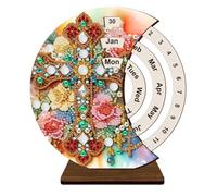 Desk Perpetual Calendar | Manuale Rotating Block Calendar Handmade Rhinestone Kit | Home Decoration, Desktop Stand For School Apartment Dormitory Hotel Classroom Shelf