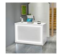 Desk Reception LED with Storage Shelves 140cm Retail Checkout Counter Modern Front Desk with Easy-Clean Surface Stylish Reception Area Furniture Ideal for Offices.