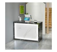 Desk Reception LED with Storage Shelves - Modern Retail Checkout Counter for Easy Cleaning 120cm (47.2in) Front Desk with Stylish Lighting and Practical Design