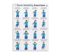 Desk Stretch Chart Canvas Poster Wall Art Neck Shoulder Exercises Seated and Standing Guide for Office Bedroom Decor Gift(Framed,08x12inch(20x30cm))