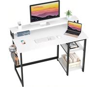 Desk with Monitor Stand, Gaming Desk 100 cm with Reversible Shelves, Modern Multifunctional PC Desk, Easy Assembly, White Ergonomic Monitor Stand: Designed with the same length as the table top, it ca