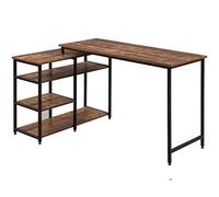 Desk with Shelves Home Office L-Shaped Computer Desk Left Or Right Set Up Industrial Style Corner Desk with Open Shelves 47" L(Brown) Study Writing Desk Table Study Desk with Storage