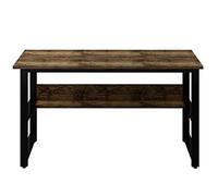 Desk with Shelves Modern Simple PC Desk A Multi- Purpose in One Design Computer Desk Home Office Writing Desk Black Metal Frame Charcoal Wood Color Laptop Table Study Desk with Storage