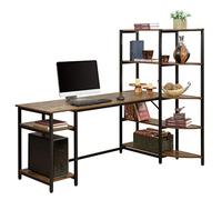 Desk with Shelves Office Desk Computer Table Home Office Computer Desk with 5 Tier Storage Shelves Large Office Desk Study Writing Table Workstation with Corner Bookshelf And Tower Shelf(Brown) Study