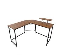 Desk with Shelves Study Desk Writing Table Industrial L-Shaped Desk Corner Computer Desk PC Laptop Study Table Workstation for Home Office Wood Metal Rustic Brown Study Desk with Storage