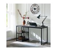 DeskHome - Scrivania per computer da ufficio, 140 cm, con 2 ripiani a sinistra o a destra, struttura in metallo stabile, facile da montare