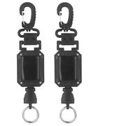 Deskium 2 supporti per microfono CB retrattili, bobina estensibile da 80 cm, gancio per microfono radio con anello a D, cordino regolabile, cinghia di ritenzione dell'ingranaggio ad alto rimbalzo
