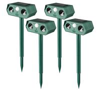 Deskium 4 repellenti per animali da esterno, ad ultrasuoni, deterrente per parassiti, materiale ABS+PP, sensore a infrarossi con indicatore LED, copertura a 120 gradi per gatti e animali