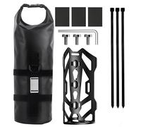 Deskium Borsa impermeabile per bicicletta, 5 l, per forcella anteriore con supporto, 40 x 12 cm, include supporto, fascette con zip, chiave e cuscinetti antiscivolo per mountain bike e bici da strada