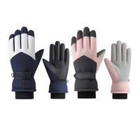 Deskium Guanti invernali da sci - 2 paia di guanti touch screen, rosa e blu scuro, antivento, caldi e freddi, per uomini e donne