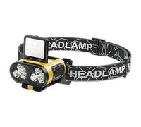 Deskium Luce frontale con fascio largo e faretto a triplo LED, regolabile a 180°, 1200 mAh, modalità di luce multiple, ricaricabile, clip per cappello