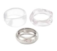 Deskium Set di 3 braccialetti in acrilico, grossi e irregolari, braccialetti a polsino largo, gioielli alla moda trasparenti da donna