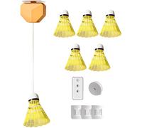 Deskium Set di 6 attrezzi da badminton con telecomando, altezza regolabile, include 6 badminton antivento, 40 corde elastiche, giocatore singolo, per interni ed esterni