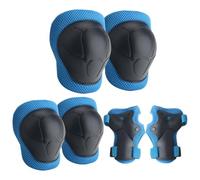 Deskium Set di ginocchiere e gomitiere multi-sport, blu, resistenti agli urti, per pattinaggio a rotelle, rete traspirante, attrezzatura protettiva per bici da equilibrio, guscio in polipropilene