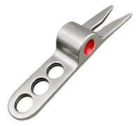 Deskium Strumento di riparazione divot da golf, forcone in ferro con marcatore a sfera, accessori per divot verdi portatili, strumento pieghevole divot, argento, 8,1 x 2,4 cm