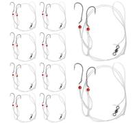 Deskium Surf Fishing Rig Kit - 10 pezzi Saltwater Hi-Lo Pompano Rigs, Mustad 3/0 Ami, Galleggianti, 30 Mono Leader, 36 pollici, per spigola, merluzzo, passera