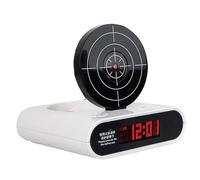 Deskium Sveglia con pistola e bersaglio, timer digitale per giochi di tiro, display a LED, gadget per sveglia, registrazione vocale, doppia modalità, divertente giocattolo regalo per adulti camera da