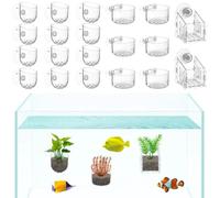 Deskium Vasi per piantare acquari con ventose, 20 pezzi in acrilico, tazze acquatiche trasparenti per piante acquatiche, 3 supporti per erbacce per acquari