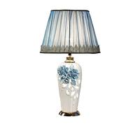 Deskps,Tableps,Readingp Deskp European Light Tablep Hand-Carved Fashion Bedroom Bedsidep - (Remote Control And Button) Tablep/Blue/Button Switch