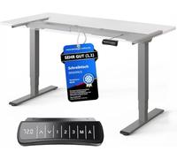 DESKSPACE Pro Plus - Telaio per scrivania elettrico 62-127 cm, grigio | Doppio motore < 50 dB, protezione anticollisione, 3 memorie, porta USB, 160 kg, garanzia 5 anni