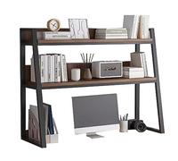 Desktop Bookshelf for Computer Desk, 2-Tier Hutch Bookcase Organizer Shelves, Wood Multipurpose Countertop Storage Display Rack for Home Office Dorm