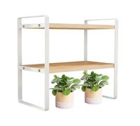 Desktop Bookshelf - Office Desk Shelf Storage Organizer | 2-Tier Modern Storage Display Riser | Sturdy 2 Tier Storages Stand For Bedroom Kitchen Cabinet Pantry Office Dorm Room Decor Collectible