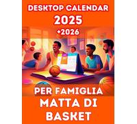 DESKTOP CALENDAR 2025 + 2026 per famiglia matta di basket: Suggerito da Adam Filippi. Dono Molto Utile a Natale! Versione conveniente in bianco e nero.