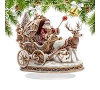 Desktop Christmas Decor | Ornamento in acrilico 2D con Babbo Natale e renna per il tavolo, versatile decorazione per davanzale, soggiorno, camera, giardino, feste, interni ed esterni