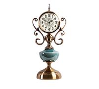 Desktop Clock American Table Desk Clock Living Room Desk Clock Decoration Desk Clock Home Decoration Retro Quartz Clock (Color : A Size : 18.5 * 52cm)