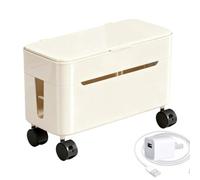 Desktop Cord Management Box - Wire Storage With Rolling Wheels | Mobile Cord Organizer Box Features Smooth-rolling Wheels, Hides Unsightly Cables And Power Strips For Clean, Organized Worksp