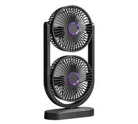 Desktop Fan - Double Head Quiet Rechargeable Personal Cooling Tabletop Device | Portable Personal Fan | Adjustable Speed Portable Summer Air Circulation | Apartment Bedroom Kitchen Office Camping